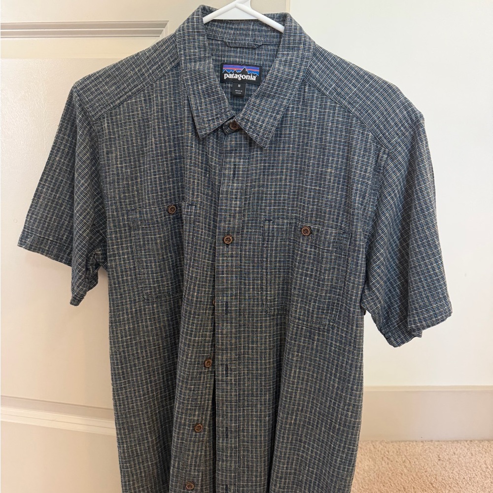 Patagonia Men's Casual Blue Plaid Shirt